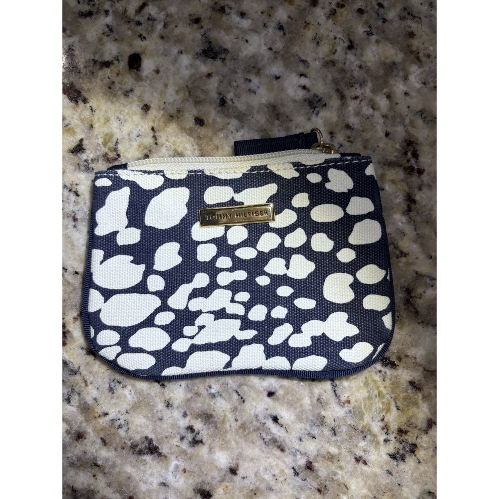 Tommy Hilfiger Canvas Coin Purse, Brand New.  Navy‎ And White Heavy Duty 3100